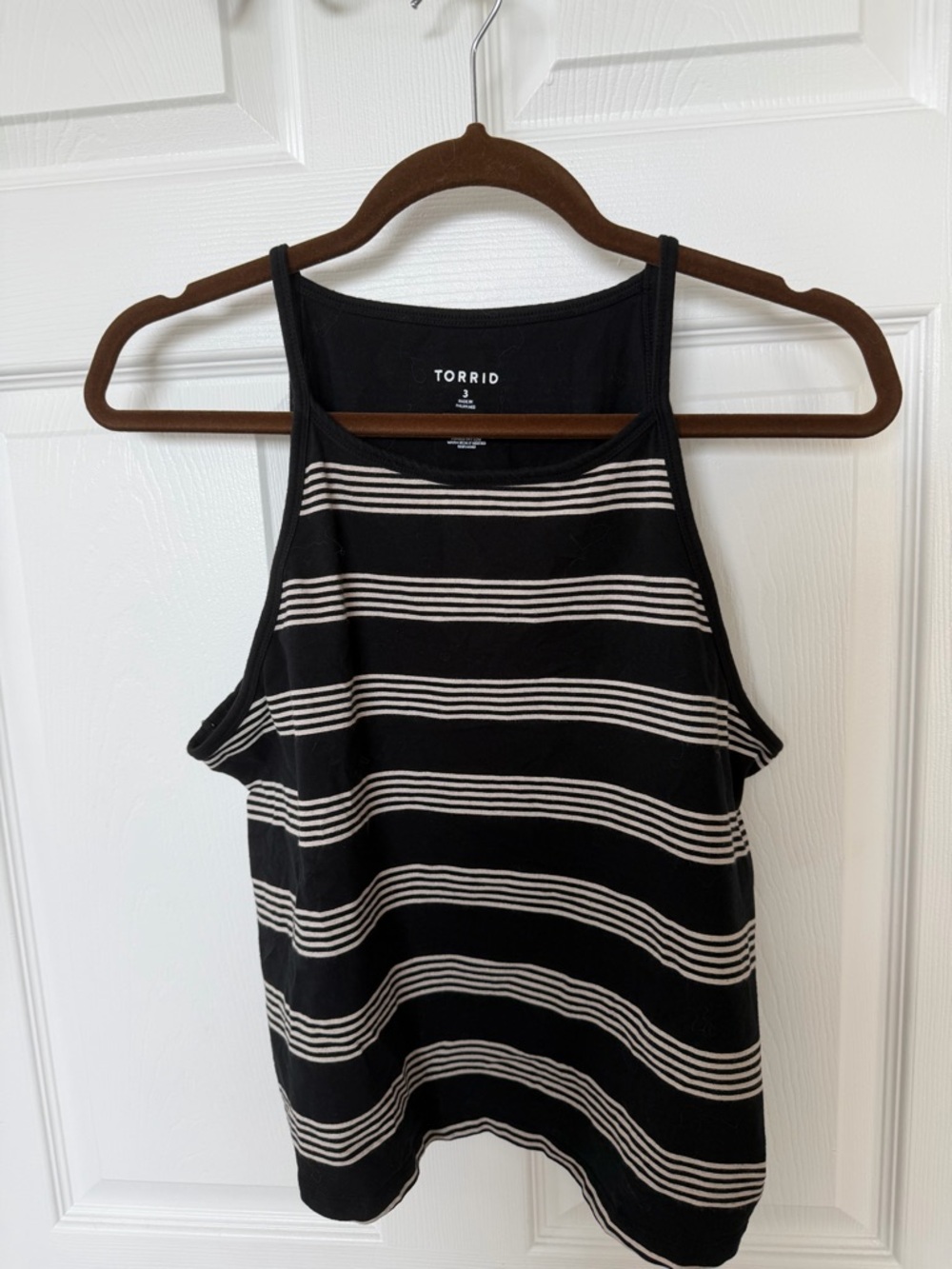 torrid Black and White Striped High-Neck Tank Top